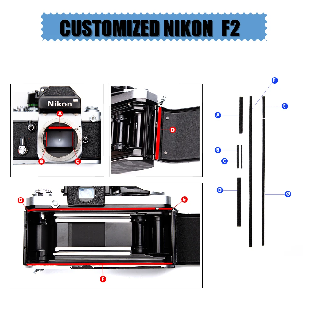 Light Leak Proof Sponge High Density Foam for Nikon F2 Light Proof Seal Foam Sponge Film Camera Repair Kits Accessories