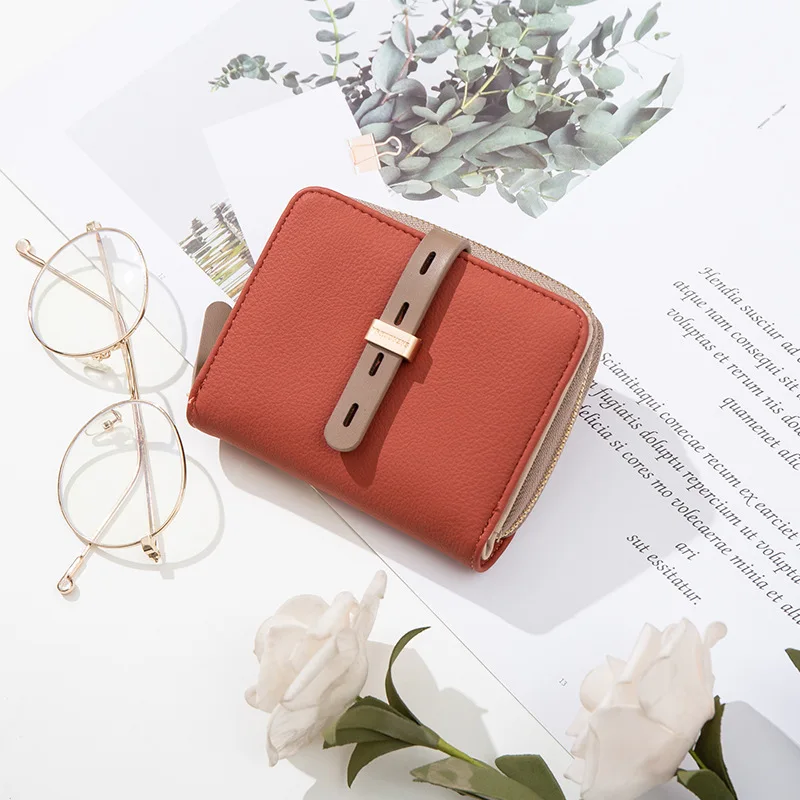 

2023 New Short Wallet Women's Frosted Retro Drawstring Buckle Short Student Zero Wallet Women's Small Wallet