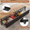 California King Bed Frame with Hidden Storage, 2 Drawers, Led Lights, Charging Station, Upholstered Headboard, Bed Frame 6