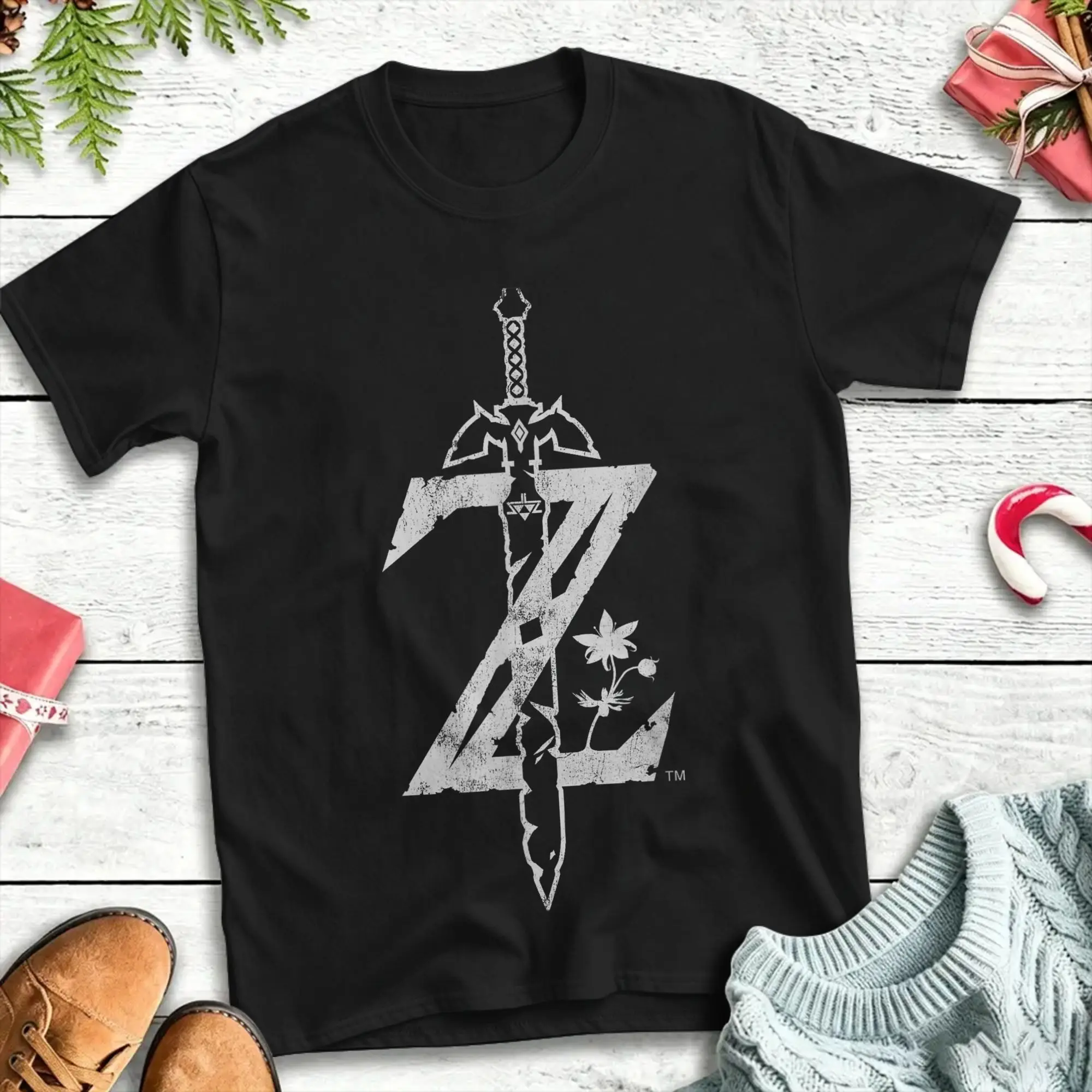 Zelda Breath Of The Wild Logo T-Shirt Strand-Baumwoll-T-Shirts für Männer, bedrucktes T-Shirt, kurzärmelig, Vintage-Kleidung