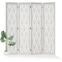 Folding Room Divider, 66.9 Inch Wood Carved Privacy Screens, Free Assembled Freestanding Simple Decorative Partition 1