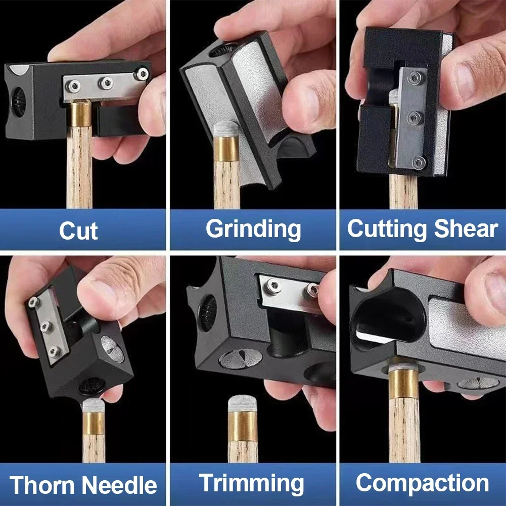 Billiard Cue Multi-Functional Leather Head Repair Tool Sharpener Shape 8-In-1 Cleaning Polishing Needling Billiard Accessories billiard cue repair tool billiard accessories