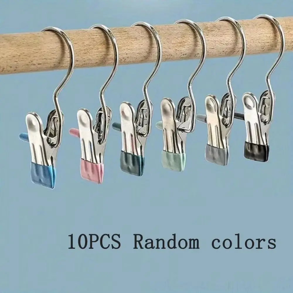 Description Picture 5 of item30Pcs Stainless Steel Closet Clothespins Portable Hanging Wardrobe Clothes Clip Hangers Space Saving with Hook