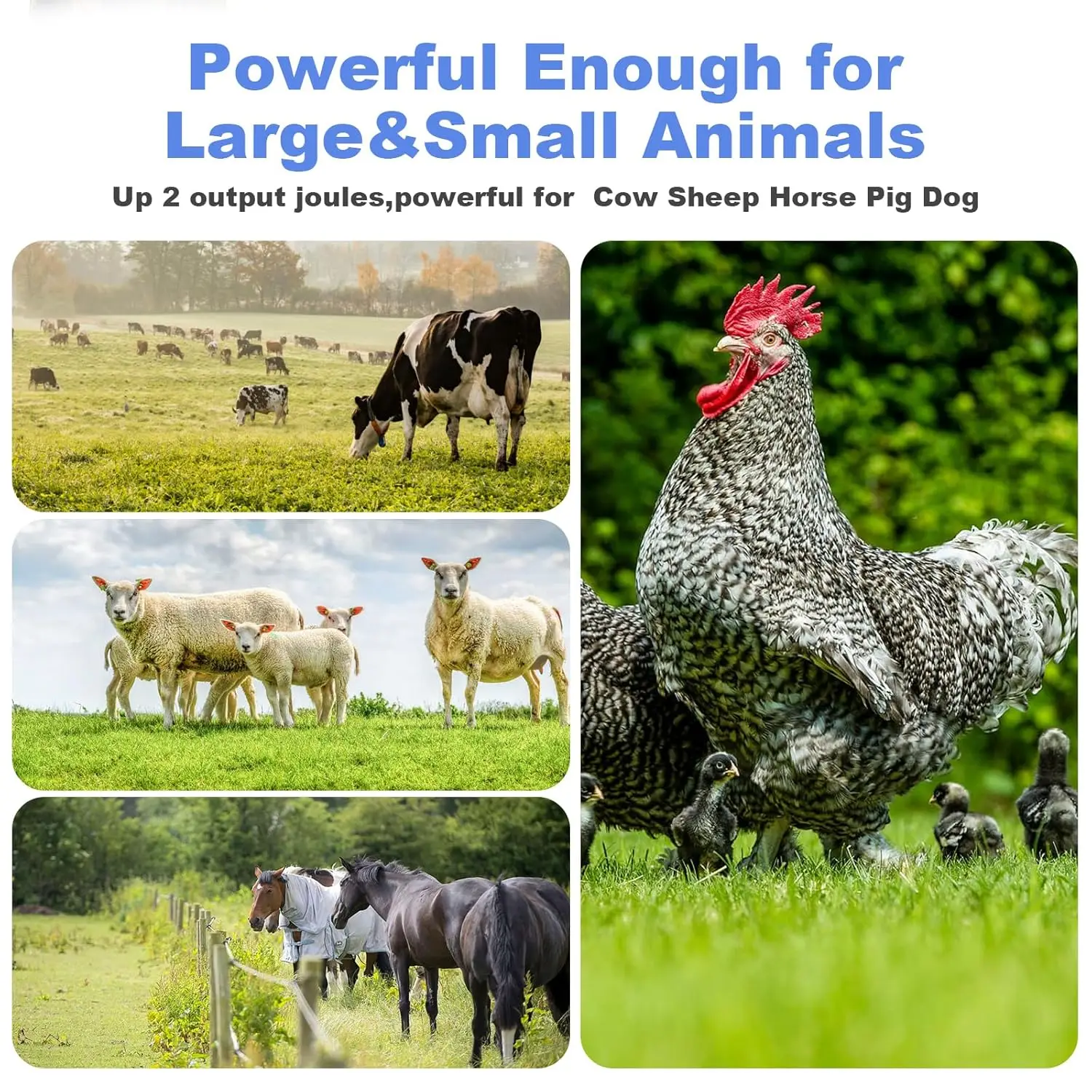 Voltage Display Electric Fence Energizer 10KM LCD High-decibel Alarm Livestock High Voltage Pulse Controller Waterproof