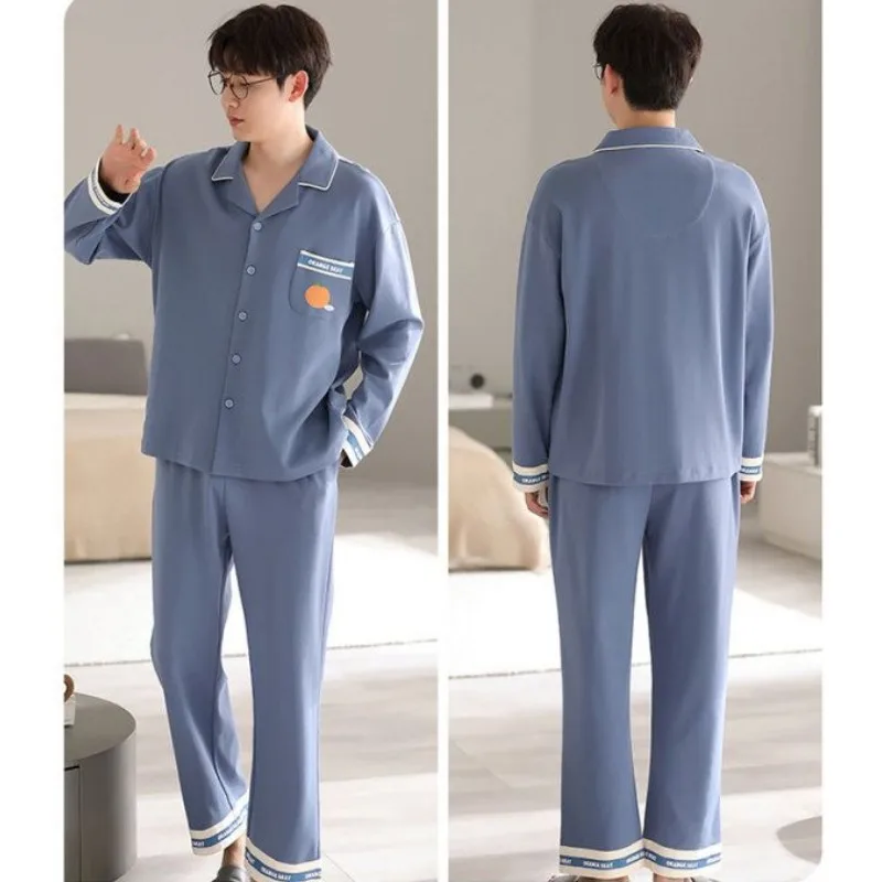 2024 New Couple Pajamas Set Spring Autumn Girls Boys 100% Cotton Long Sleeves Sleepwear Man Woman Large Size Loungewear Outfit