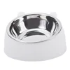 Lovely Cat Bowl Creative Inclined Kitten Puppy Food Feeding Stainless Steel Bowls Cats Drinking Feeder Pet Dogs Cats Feeders 4