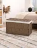 160 Liter Storage Box, Wicker Blanket Storage Basket with Handles, Foldable, Removable Fabric Liner 6