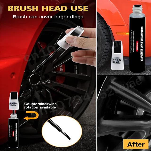 Penna per ritocchi per ruote automobilistiche Penna per riparazione vernice Nero lucido Nero opaco Argento Grigio Accessori per la cura della vernice automobilistica 4