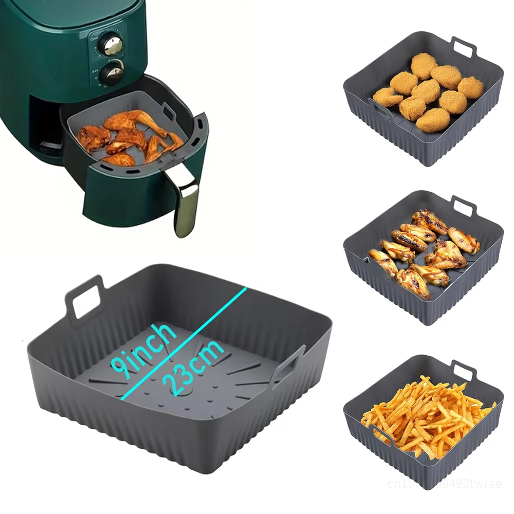 9 Inch Square Silicone Air Fryer Liners for 6 to 8QT Reusable Air Fryer Tray Insert Accessories Kitchen Accessories