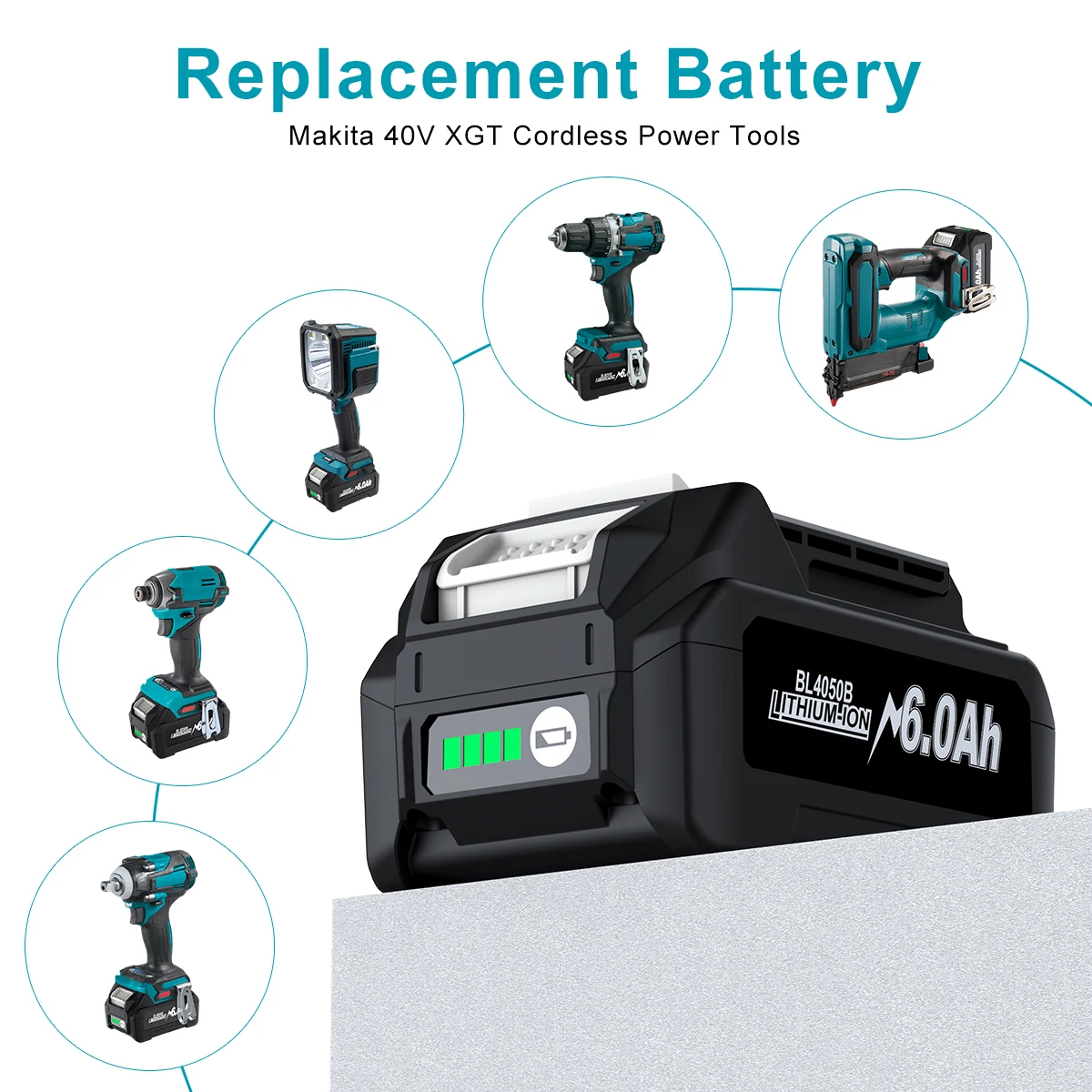 para Makita 40v Battery 6.0ah Li-ion Battery para Xgt 40v Bl4025 Bl4040 Bl4020 Bl4050 Bl4060 Bl4050b Chave de Fenda Elétrica - Image 2