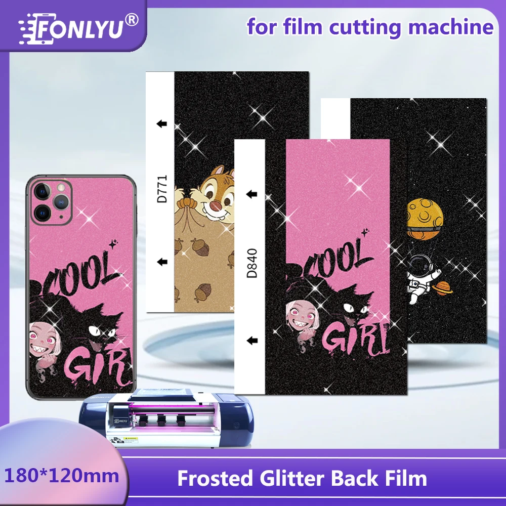 FONLYU 50PC 서리로 덥은 반짝이 블링 보호 필름 스티커 핸드폰 뒷면 커버 보호기 스킨 커팅 머신 커터 플로터