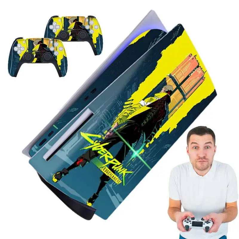 For PS5 Disk Edition Game Console Whole Body PVC Skin Decor Sticker with Dual Controller Decals, for PlayStation 5 Accessories