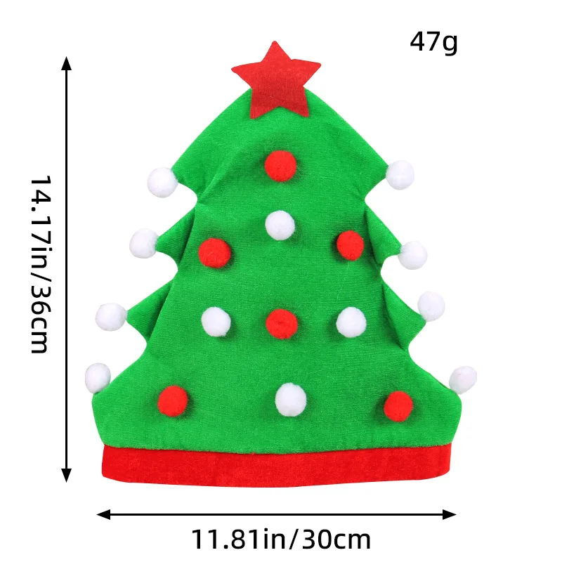Christmas Beanie Hat Christmas Hat Xmas Tree Shape Red Green Hat for Adults and Kids New Year Festive Party Noel Christmas Gift cap Decoration