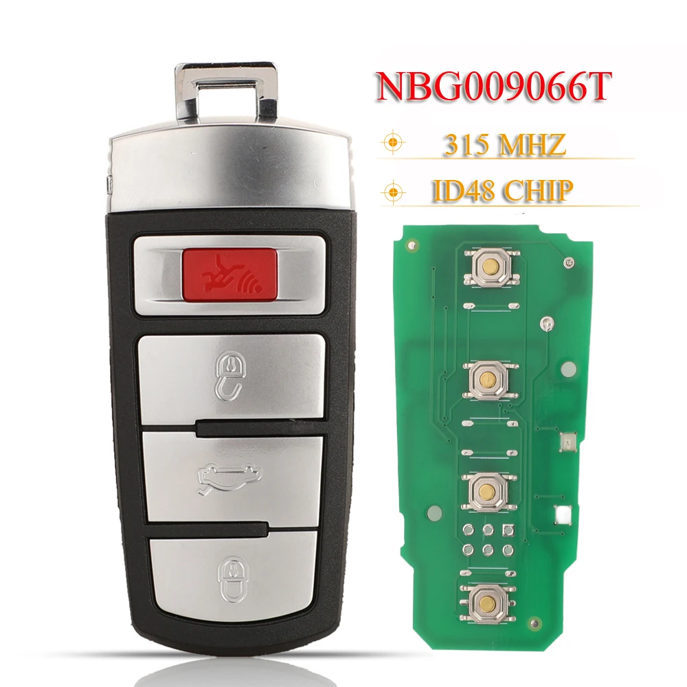 jingyuqin NBG009066T 4 Buttons Smart Remote Car Key Fob 315Mhz ID48 For VW Passat 2006-2013 For VW CC 2007-2013