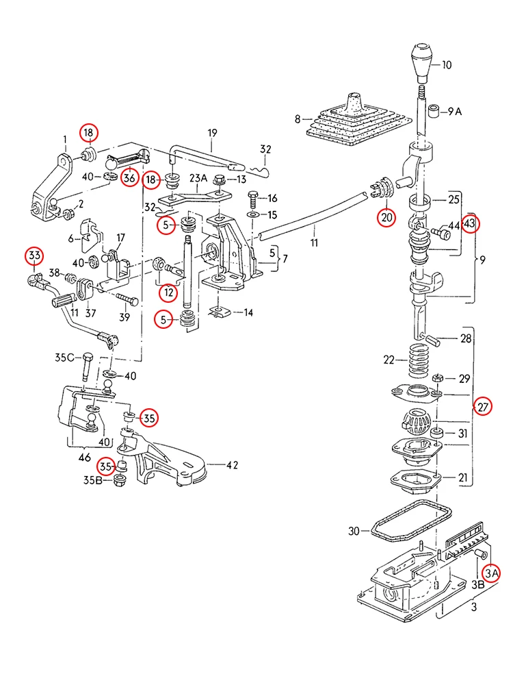 BOICY Gearbox Gear Shift Linkage Repair Kit Fit for VW Golf Jetta MK2 191711595A 191798116A 191711146C 191711590A 191711190B