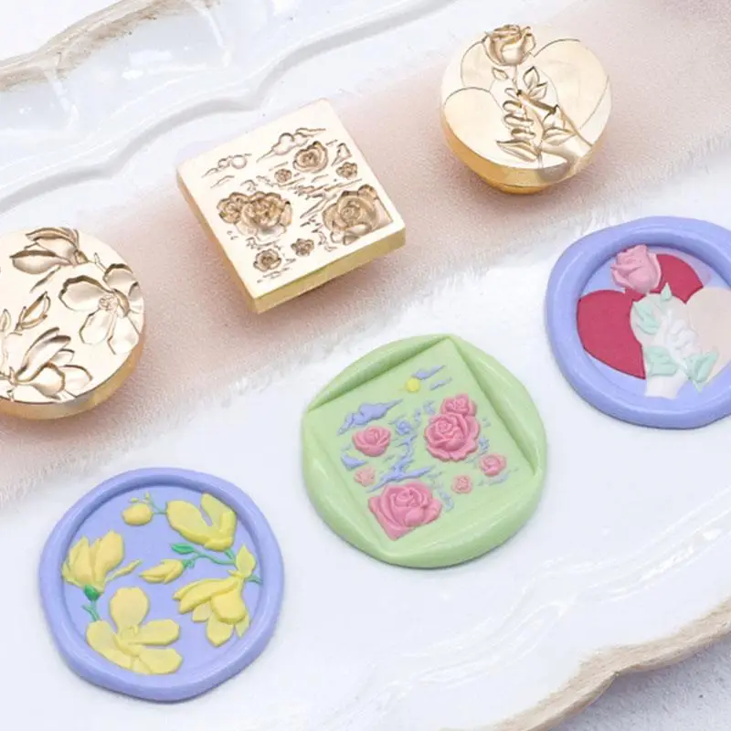 유럽 레트로 3D 릴리프 래커 씰링 왁스 스탬프 헤드 튤립 꽃, DIY 봉투 초대장 스크랩북 선물 포장