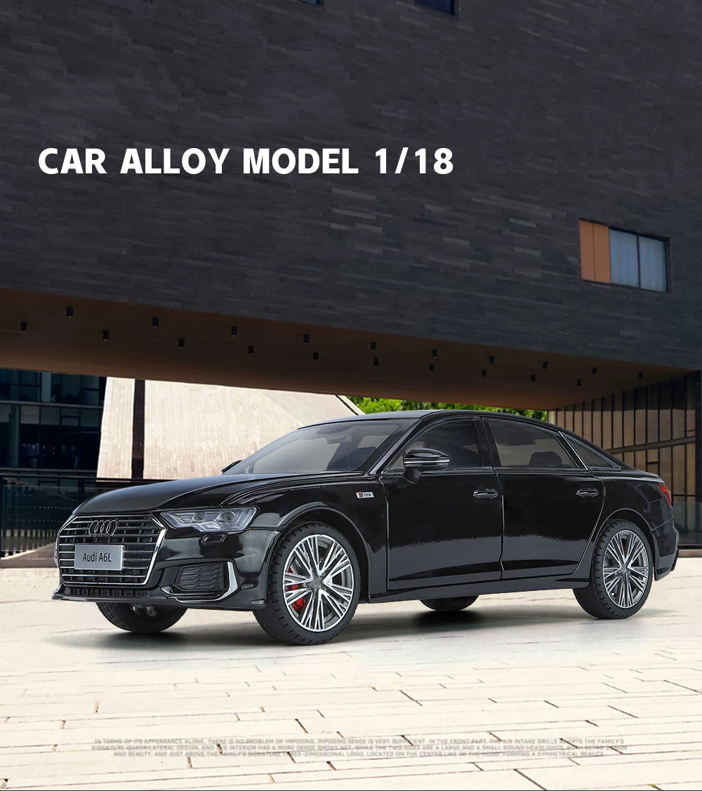 1:18 Audi A6 Limousine Alloy Die Cast Toy Car Model Sound And Light Pull Back Toy Collectibles