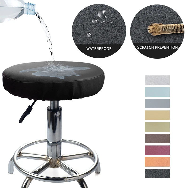 Pu Leather Round Chair Cover Waterproof Dustproof Seat Cover Bar Stool