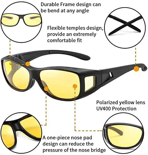 Car Night Vision Sunglasses Night Driving Glasses Safety Driving Goggles Unisex Sun Glasses UV Protection Sunglasses 1pc safety goggles night vision sunglasses driving glasses anti glare sunglasses