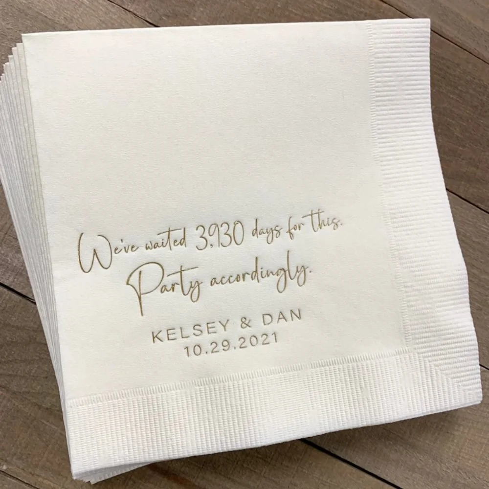 

50pcs Personalized Napkins Wedding Napkins Custom Monogram We waited for this Dinner Beverage Cocktail Luncheon Dinner Guest Tow