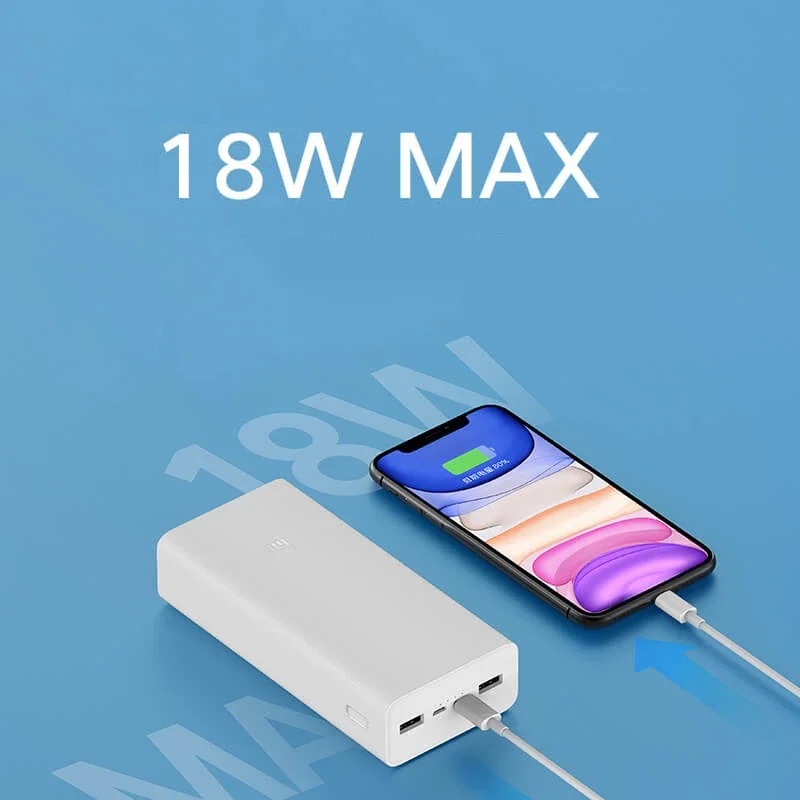 

30000mAh Xiaomi PowerBank 3 18W Max External Battery Fast Charging USB Type C Portable 30000 mAh Power Bank for iPhone Samsung