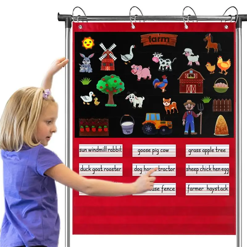 Classroom Calendar Pocket Chart Hanging Black Pocket Chart With 15 Dry Erase Cards And 50 Stickers Red And Black Classroom