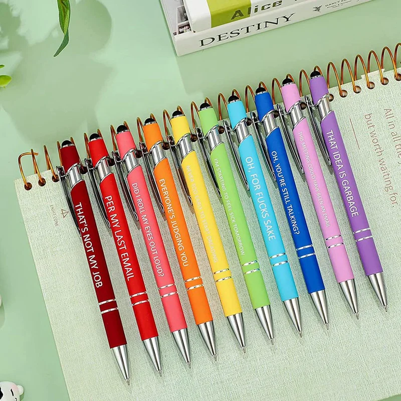 10 Pieces Demotivational Sarcastic Ballpoint Pens Macaron Touch