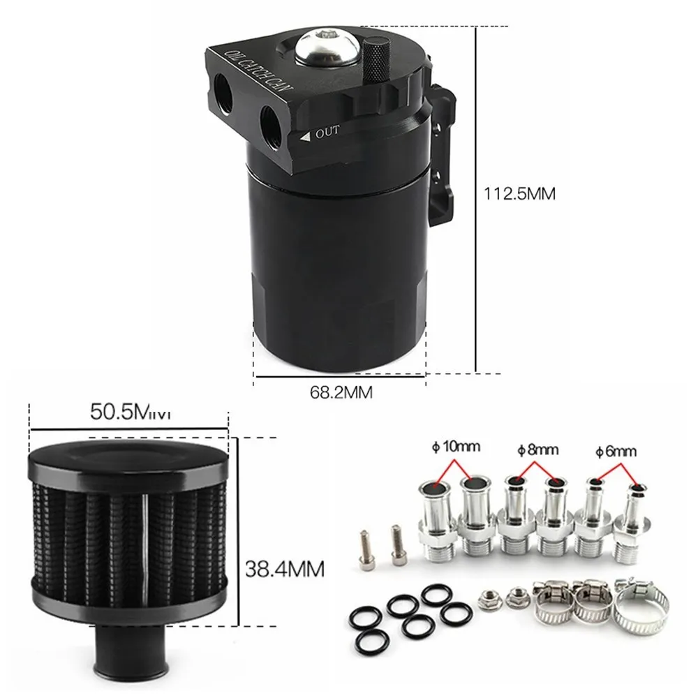 Universal Aluminum Oil Catch Reservoir Breather Can Tank with Filter Kit