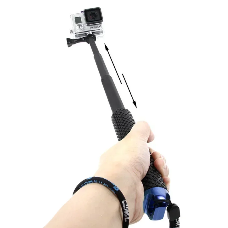 Sports Camera Selfie Stick Extendable Pole Mini Selfie Stick Waterproof Monopod Blue for GoPro Hero13/12/11/10/9/8 Action Video Cameras Outdoor Photography