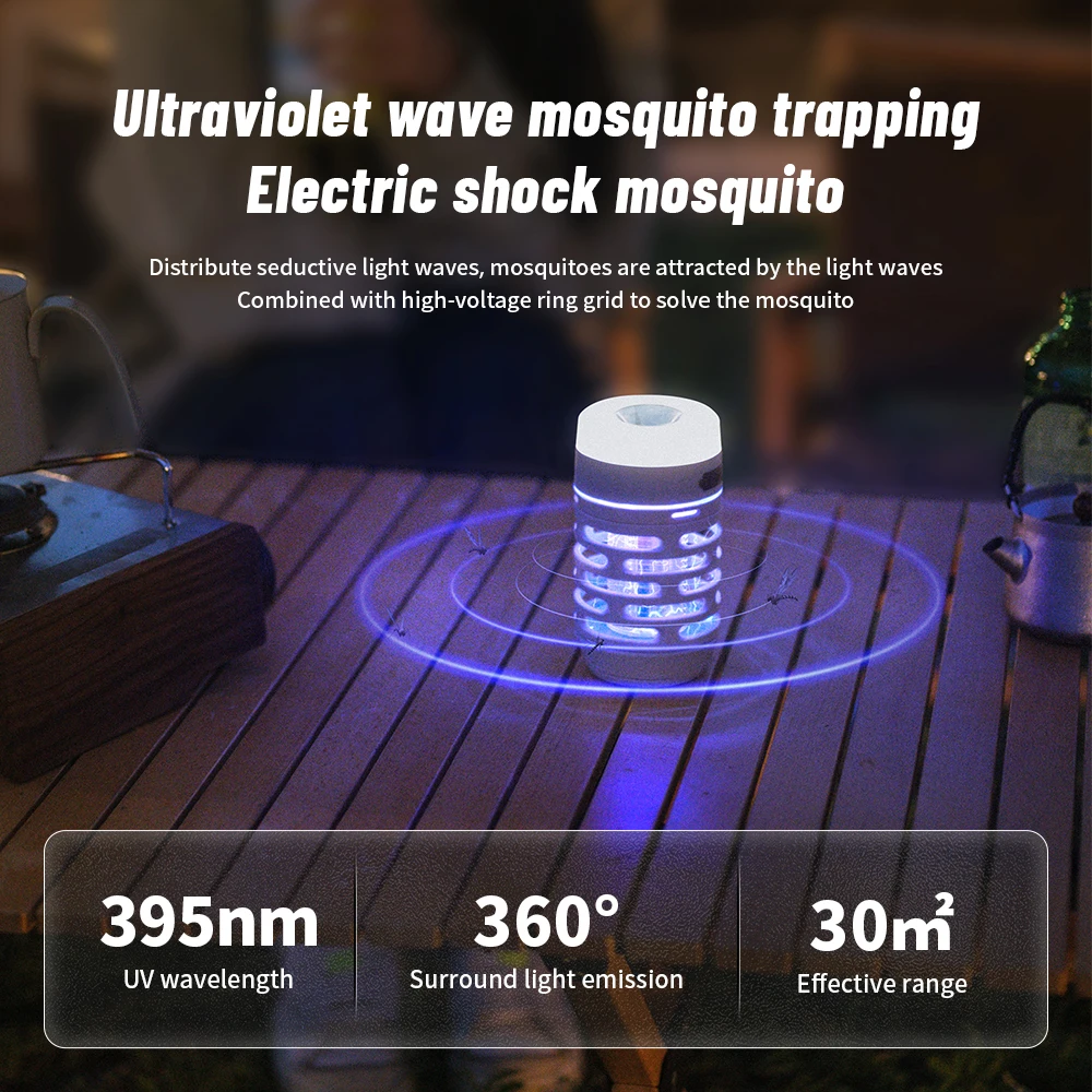 Naturehike Mosquito Zapper חיצוני חשמלי לוכד חרקים IP44 קוטל יתושים מלכודת חרקים מעופפים אור UV לוכד מושך