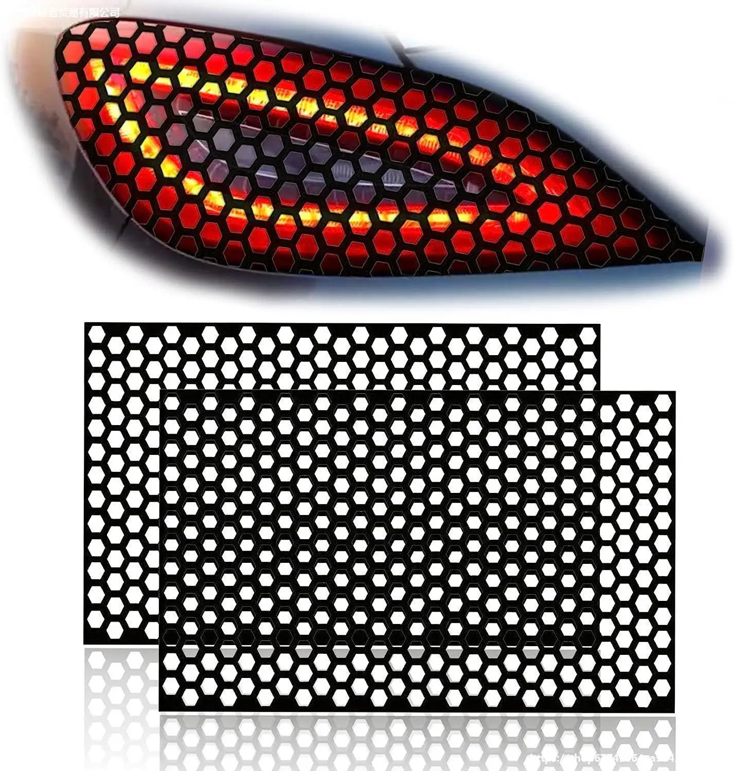Car Sticker Car Tail Light Decals Car Rear Taillight Honeycomb Car Sticker Fashionable Taillight Black Fog Light Smoke Film Decal Sticker for Ford Mustang