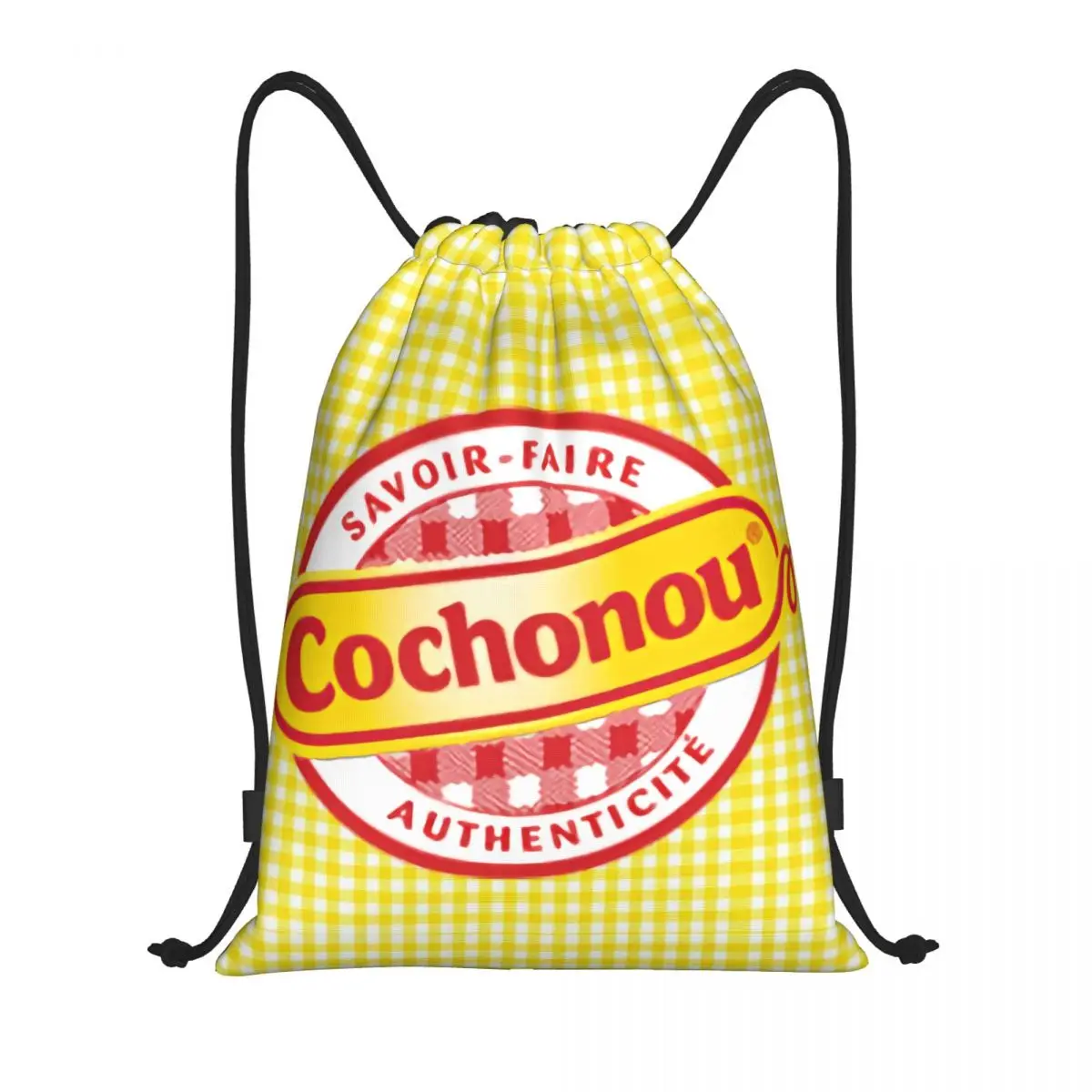 

Custom Cochonou Saucisson Sausage Drawstring Bag for Shopping Yoga Backpacks Men Women Sports Gym Sackpack