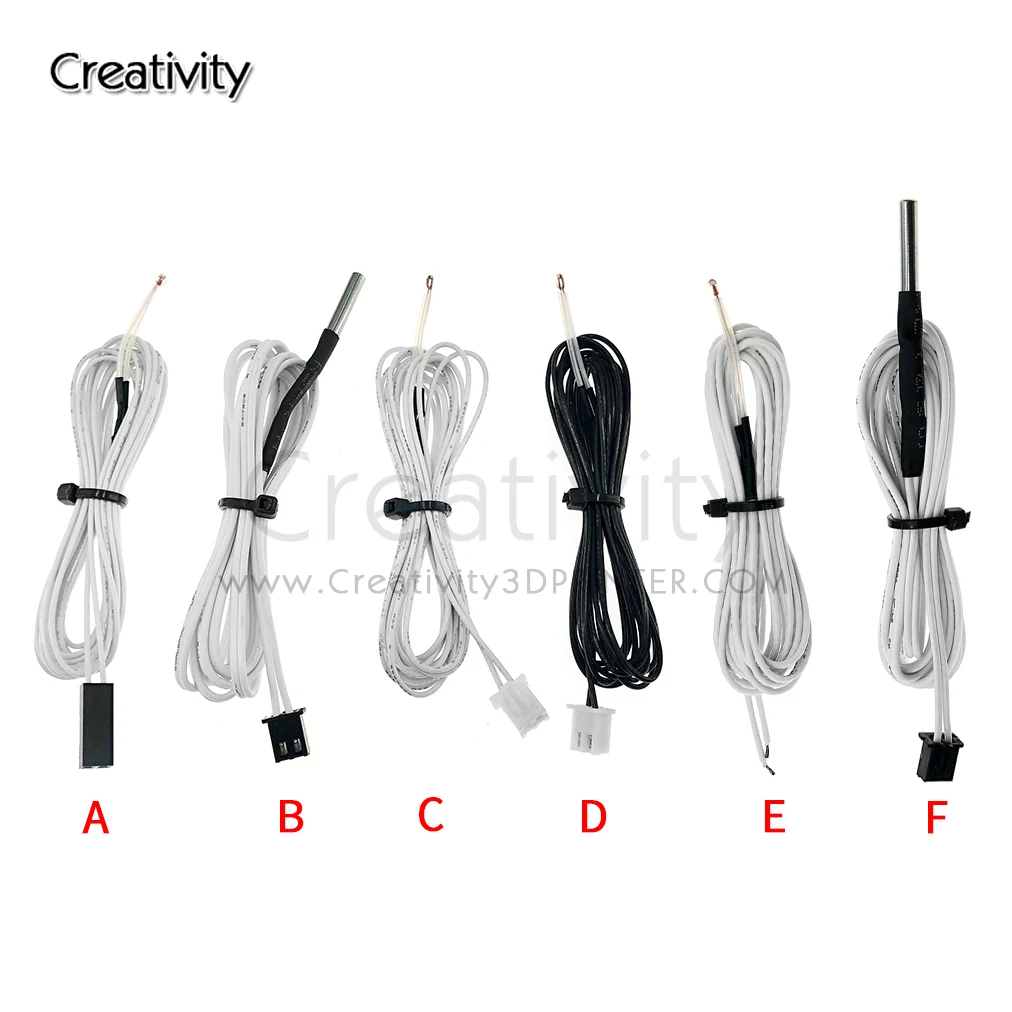 

5 шт./лот 100K ohm NTC 3950 Термисторы, датчики с кабелем, запчасти для 3D-принтеров, температурная деталь, белые линейные аксессуары 1 м