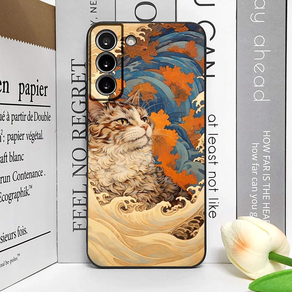 Japan The Great Wave of Kanagawa Cat Art Phone Case - Ultra Soft Cover