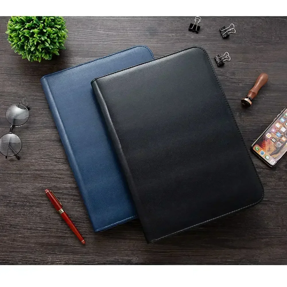 File Portfolio Document Zipper Office Leather PU Folder School Padfolio document bag,leather folder,office padfolio