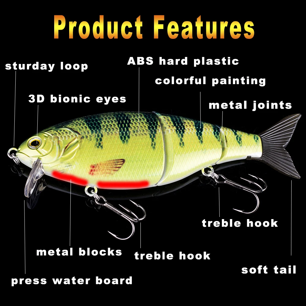 High Quality Bass Fishing Lures Square Bill Floating Swimbait Bluegill Lure  3.5inch 32g New Jointed Baitfish Fishing