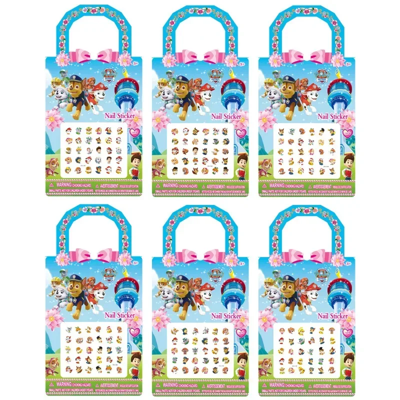 6Pcs Paw Patrol Cartoon 3D Nail Stickers Decorazione Nail Art Accessori Chase Marshall Skye Puppy Dog Manicure Toys For Girls