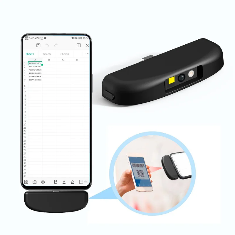 Type C Interface Phone Mate Barcode Scanner All 1D 2D Bar And Screen Code 32 Bit CMOS