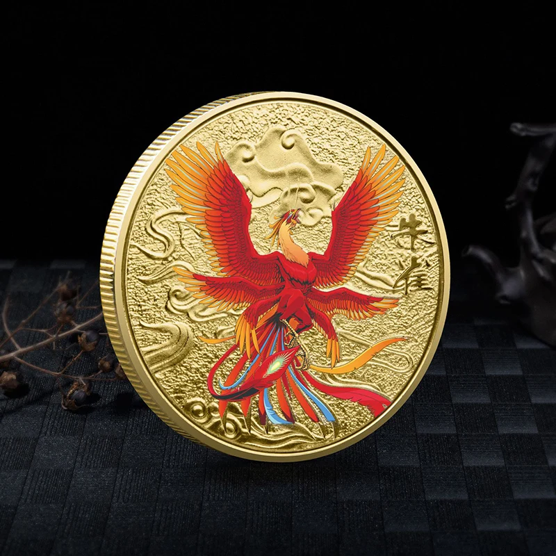 

Four God Beast Qinglong Commemorative Coin, White Tiger, Rosefinch, Xuanwu Metal Coins, Gold, Silver Medallion, 40mm