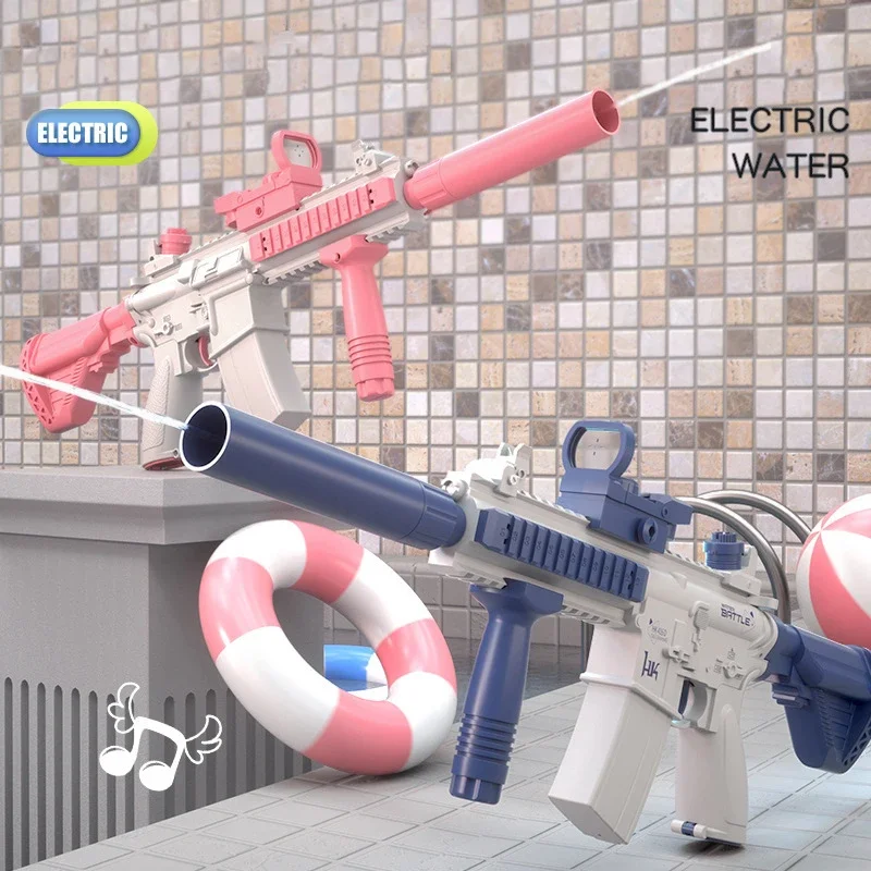 Fun Water Gun Electric M416 AK47 Glock Pistol Shooting Toy Full Automatic Summer Beach Toy For Kids Children Boys Girls Gift 4