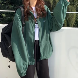 Sweatshirts Women Zip Up Ulzzang Harajuku Streetwear All-match Trendy Popular Simple Daily Stylish Hoodie BF Chic Retro Students