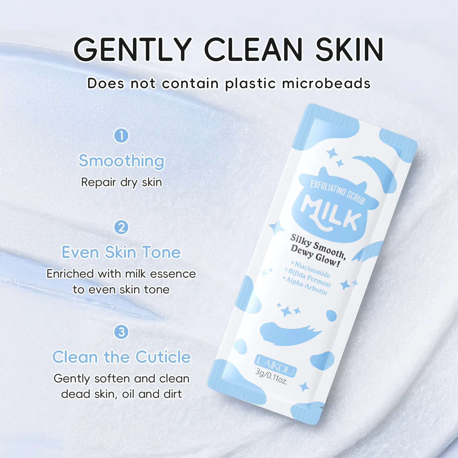 LAIKOU Milk Body Facial Scrub  Cream Lotion Moisturizing Deep Cleansing Gentle Tender Face Exfoliation Skin Care Product