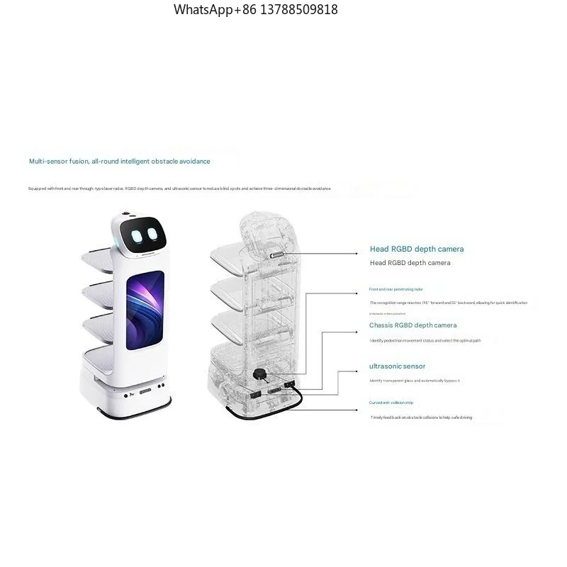 Robot Intelligente per la Consegna di Cibo per Ristoranti e Hotel, Cameriere Automatico per Servizio di Consegna Cibo - immagine 3