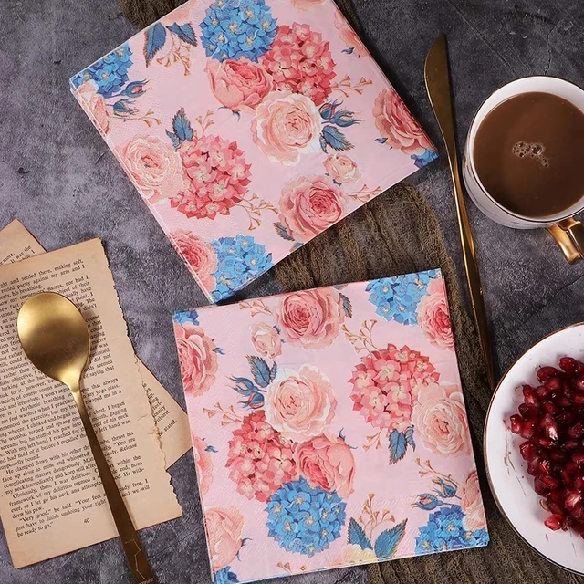 4 Decoupage Napkins | Flowers vintage Napkins | Paper Napkins for Decoupage