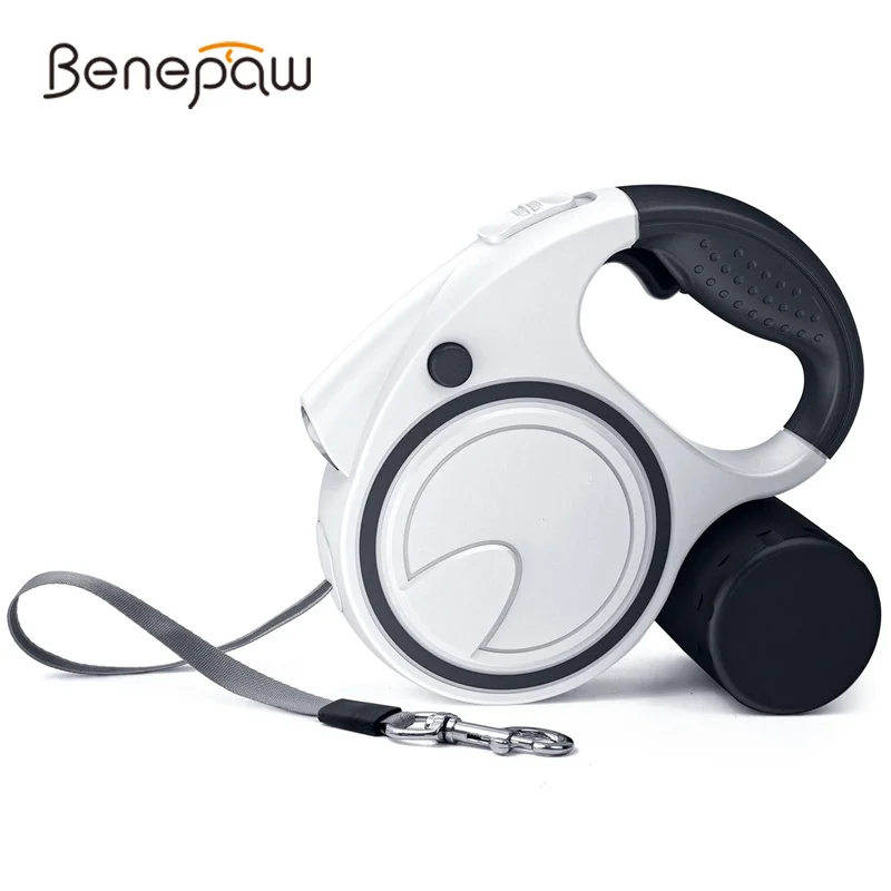 

Benepaw Flashlight Retractable Dog Leash 360° No Tangle Anti-Slip Handle Dog Lead For Small Medium Dogs Poop Bag Dispenser