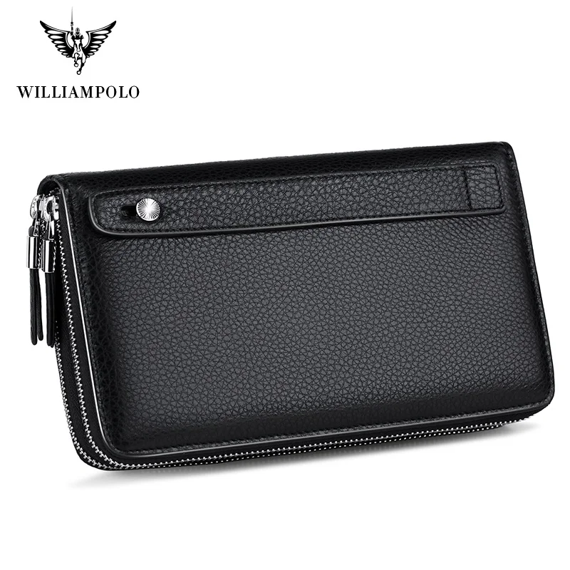 WILLIAMPOLO Luxury Brand Men Clutch Bag Large Capacity Men Wallets Cell Phone Pocket High Quality Multifunction Wallet For Men 6