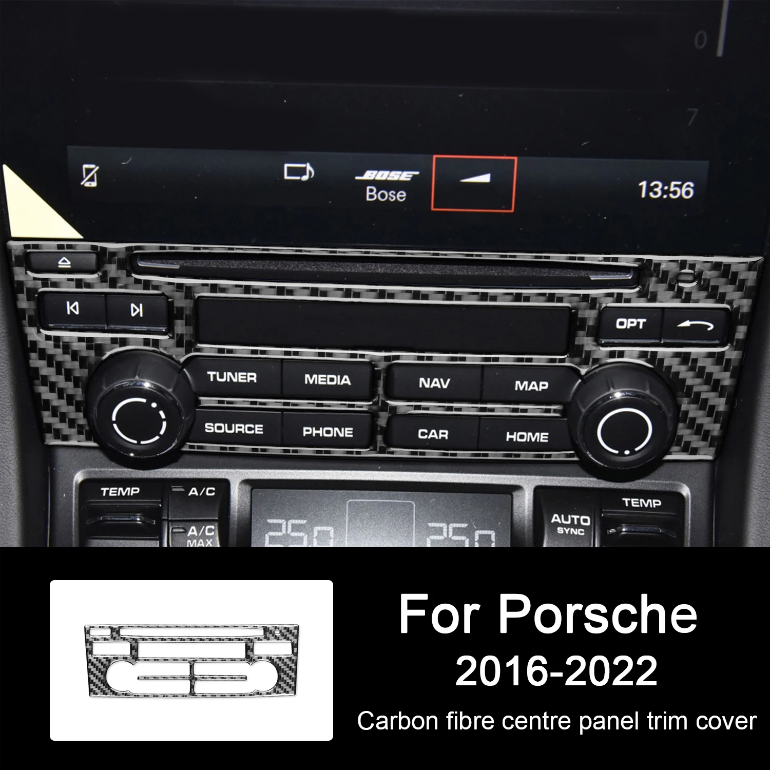 

Carbon Fiber Central Control Panel Decorative Cover Decoration Sticker For Porsche 718 982 2016-2022 Car Interiors Accessories