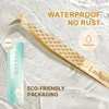 Lashtalk Precision Fiber Tip Tweezer Eyelash Extensions Diamond Grip Anti-Slip Premium Gold Stainless Steel Makeup From Nagaraku 5