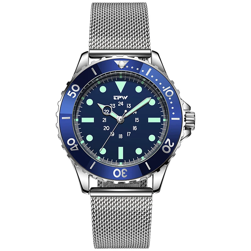 ตัวเลือกสินค้า นาฬิกาดำน้ำสไตล์ Diver 40mm 24 ชม. ขดลวดหมุนได้ สายผ้า