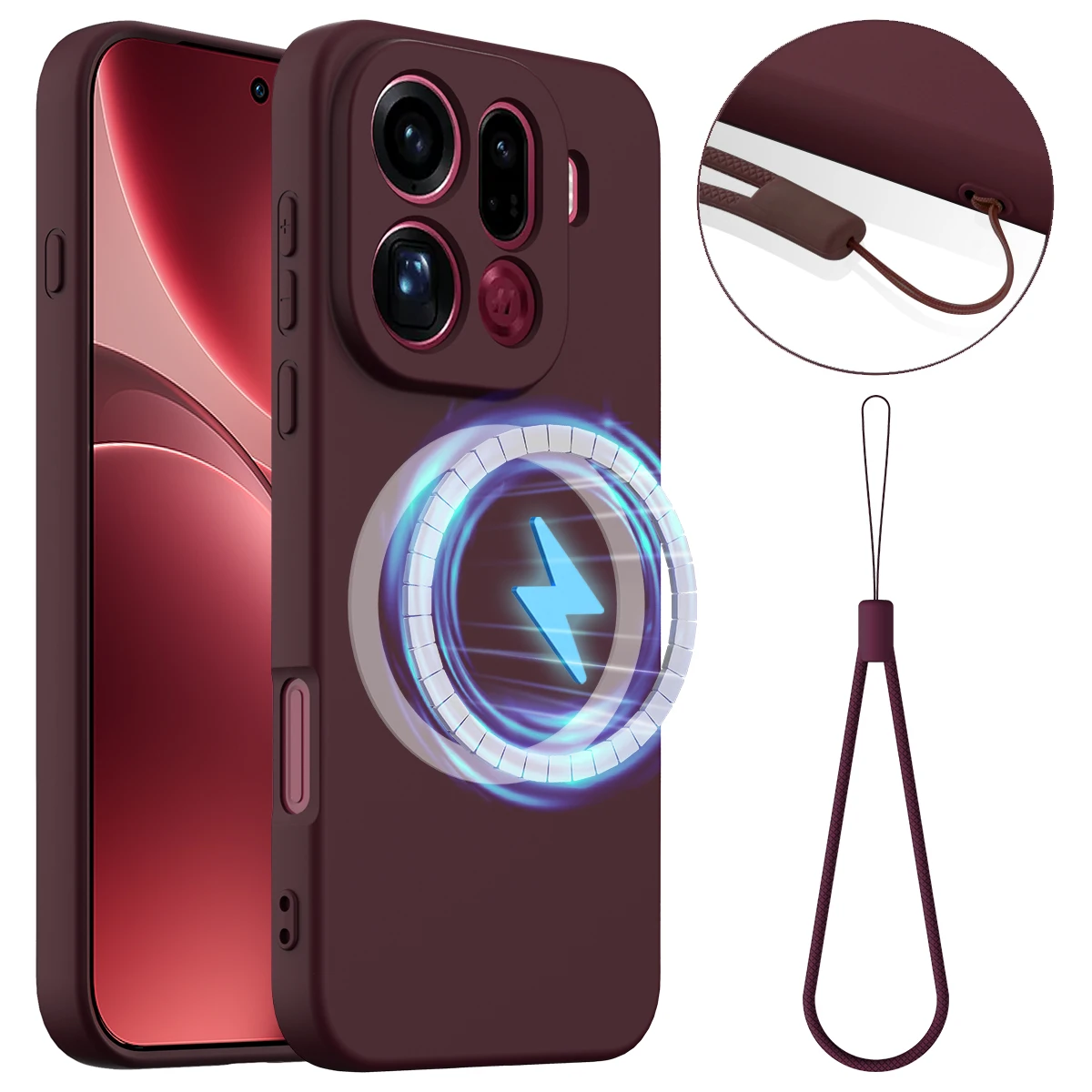 Matte Liquid Silicone Anti-Fingerprint Magnetic Wireless Armor Back Cover